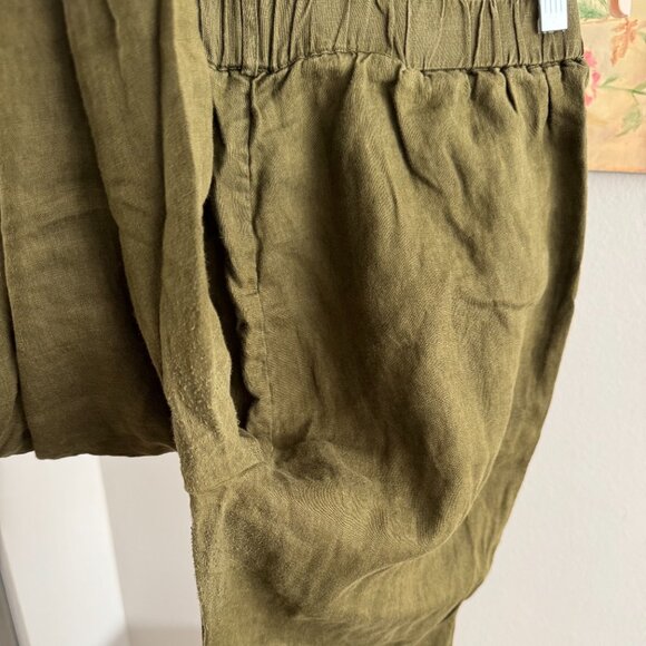 Quince - 100% European Linen Pants in Martini Olive - Picture 8 of 9